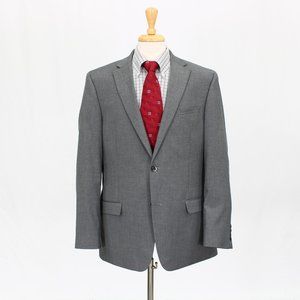 Van Heusen 44L Gray Solid 2-Button Sport Coat Blazer Jacket O839